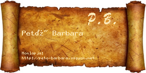 Pető Barbara névjegykártya